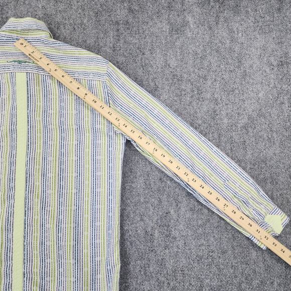 Ted Lapidus Shirt Mens Medium Slim Fit Striped Long Sleeve Casual Button Down - Picture 8 of 16